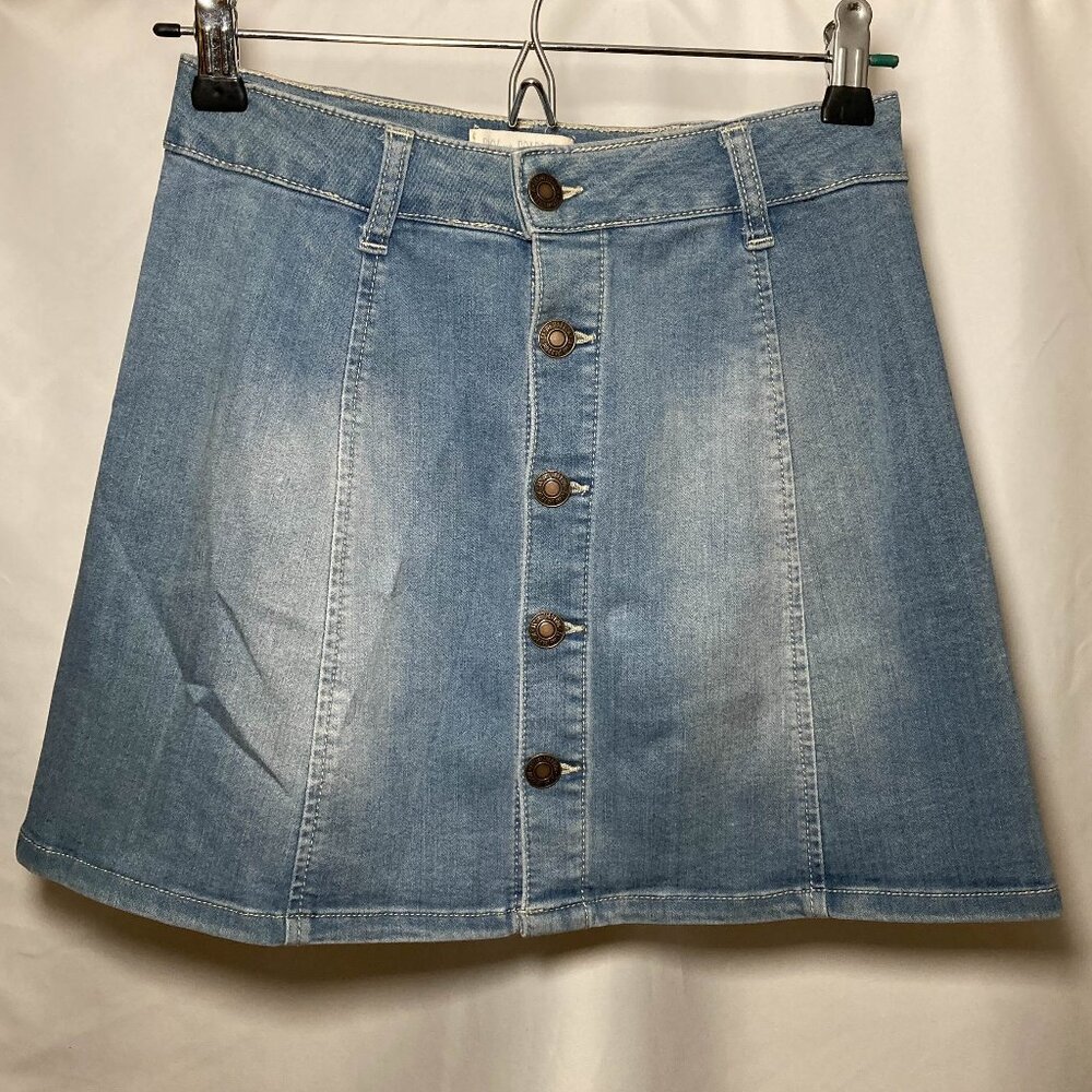 Ladies Small Blue Jean Skirt Button Front